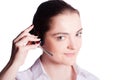 Beautiful customer service operator woman with headset Royalty Free Stock Photo