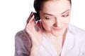 Beautiful customer service operator woman with headset Royalty Free Stock Photo