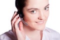 Beautiful customer service operator woman with headset Royalty Free Stock Photo