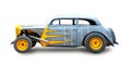A beautiful customized classic hotrod. White background. Royalty Free Stock Photo