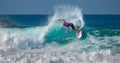 Beautiful cutback and the spray by the talented surfer at the Red Bull ride my wave championship.