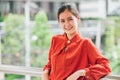 Beautiful cute Asian business young startup CEO working woman smiling confidence portrait Royalty Free Stock Photo