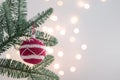 Beautiful cute crocheted christmas ball for decoration Horizontal Banner with copyspace