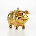 Beautiful of Cute Elegant Gold Pig with Prosperity Charm Royalty Free Stock Photo