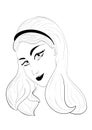 Beautiful Cute Girl Face Retro Vector illustration