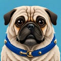 Cute pug looking at the viewer - ai generate image Royalty Free Stock Photo