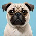 Cute pug looking at the viewer - ai generate image Royalty Free Stock Photo