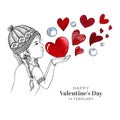 Beautiful cute little kid girl for harts valentines day card background