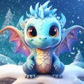 Beautiful cute magic dragon with big kind eyes. A wonderful and sweet character