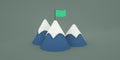 Beautiful Cute mountains with flag set 3D render illustration