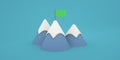 Beautiful Cute mountains with flag set 3D render illustration