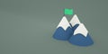 image of Beautiful Cute mountains with flag set 3D render illustration
