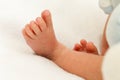 Beautiful cute newborn baby feet on a white background Royalty Free Stock Photo