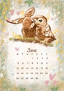 Beautiful cute owls. Calendar 2023 June