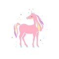 Beautiful cute pink unicorn. isolated image. eps10