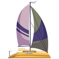 Sailboat, yacht, boat in flat style.