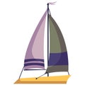 Sailboat, yacht, boat in flat style.