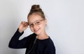 Beautiful cute smiling little girl with glasses Royalty Free Stock Photo