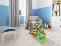 Beautiful and cute toys in a child`s room