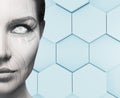 Beautiful cyborg female face. Technology concept. Royalty Free Stock Photo