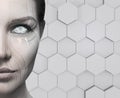 Beautiful Cyborg Female Face. Technology Concept.