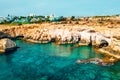 Beautiful Cyprus, Konnos Bay in Cape Greko natural park, rock arch near of Ayia Napa Royalty Free Stock Photo