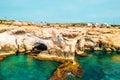 Beautiful Cyprus, Konnos Bay in Cape Greko natural park, rock arch near of Ayia Napa Royalty Free Stock Photo