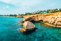 Beautiful Cyprus, Konnos Bay in Cape Greko natural park, rock arch near of Ayia Napa Royalty Free Stock Photo