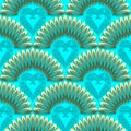 Beautiful 3d love hearts seamless pattern. Vector ornamental blue background. Luxury repeat Deco backdrop. Surface gold ornaments Royalty Free Stock Photo