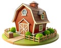 Beautiful 3D Model of a Farm. Royalty Free Stock Photo