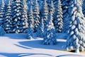 Beautiful 3D Nature and landscape wallpaper of a winter morning, ice pine trees, sunshine view, ambient calm nature, ai generative Royalty Free Stock Photo