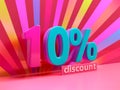 Beautiful 3D number 10% on a gradient background