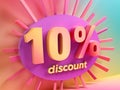 Beautiful 3D number 10% on a gradient background