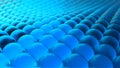 Beautiful 3d pattern with blue spheres bubbles on light background. Motion design. Transparent background. Concept art. Wave