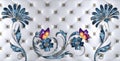 Beautiful 3D Wallpaper Design With Beautiful Marble Flower and Butterfly Wall Background
