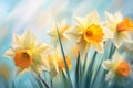 beautiful daffodils with blurry background generative ai