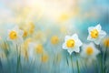 beautiful daffodils with blurry background generative ai