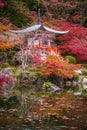 Beautiful Daigoji temple in maple trees, momiji season, Kyoto, Japan