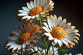 beautiful daisies on a dark background. 3d illustration