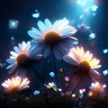 Beautiful daisies in the meadow. 3d rendering AI generated