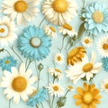 Beautiful Daisy Floral Decorated On Pastel Blue Background