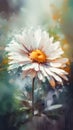 Beautiful daisy flower on the nature background. Digital painting.