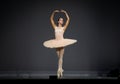 Beautiful dancer in classical pose, tutu and pointe shoes on the stage Royalty Free Stock Photo