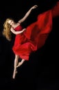 Beautiful dancer wearing red dress Royalty Free Stock Photo