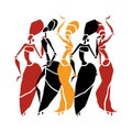 Beautiful dancers silhouette