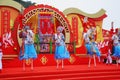 Beautiful dancers on stilts represent horsemen