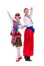 Beautiful dancing couple in ukrainian polish Royalty Free Stock Photo