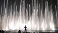 Beautiful dancing fountains in Dubai in night time. Royalty Free Stock Photo