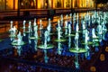Beautiful dancing fountains at night as an abstract background , Nice