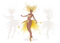 Beautiful dancing girl dressed like a star feathered carnival, music hall or musical revue Royalty Free Stock Photo